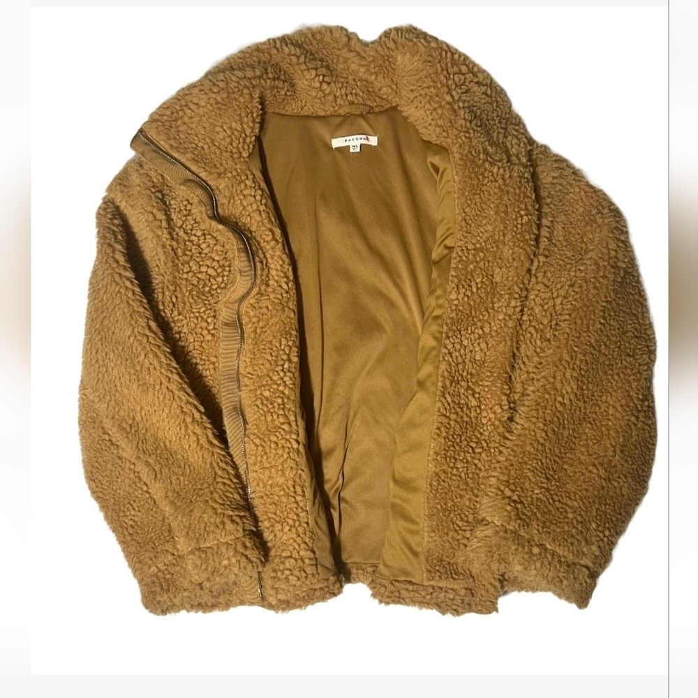 PacSun Teddy Jacket Faux Fur Sherpa Fleece zip up Lined Warm Winter Oversize M/L
